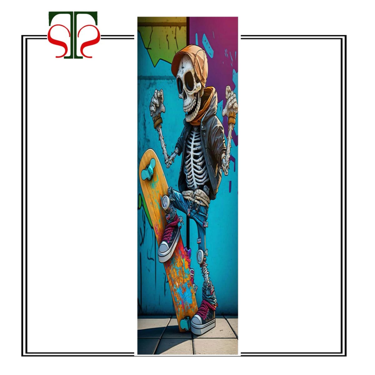 💀 استیکر اسکیت برد طرح اسکلت رنگی STS